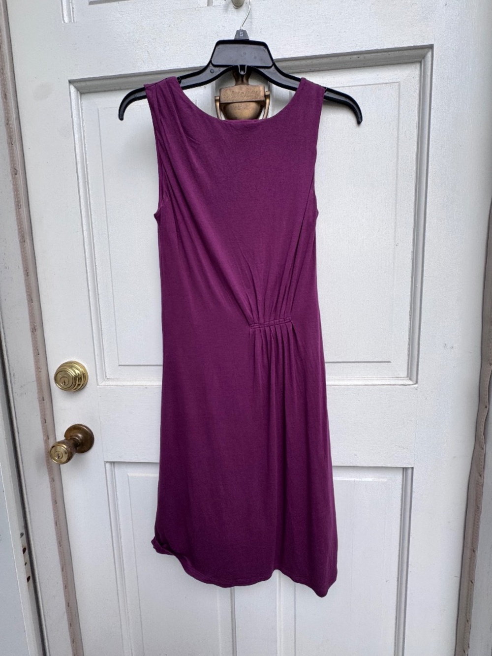 LOFT Purple/Magenta Draped Ruched Waist Sleeveless Dress XS Tencel Lined